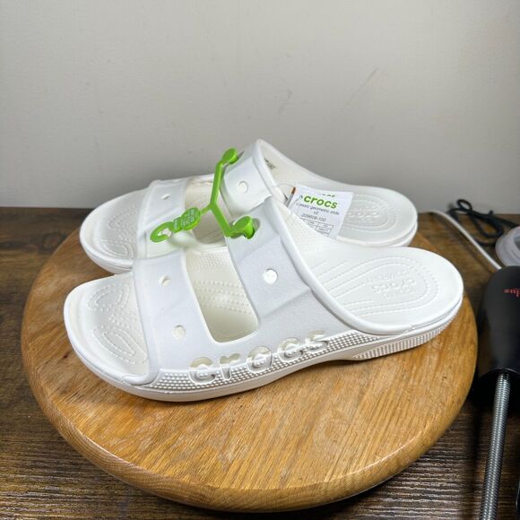 Crocs Unisex Baya White Slide Sandals Shoes Womens Size 12 - Picture 3 of 9